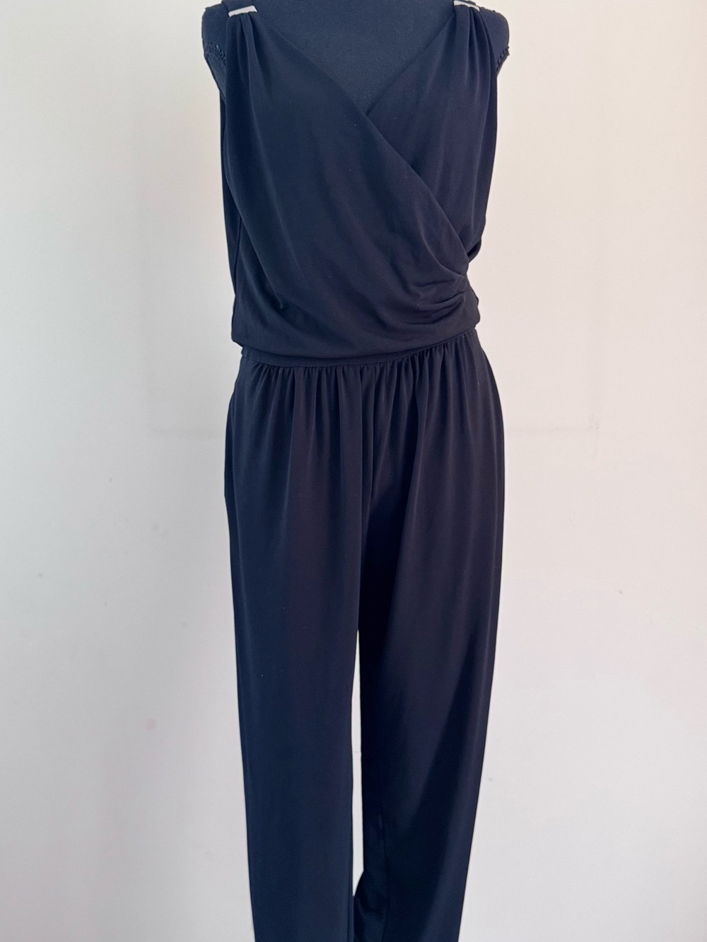 White House/Black Market Black Taperer Sleeveless Wrap Women’s Jumpsuit -